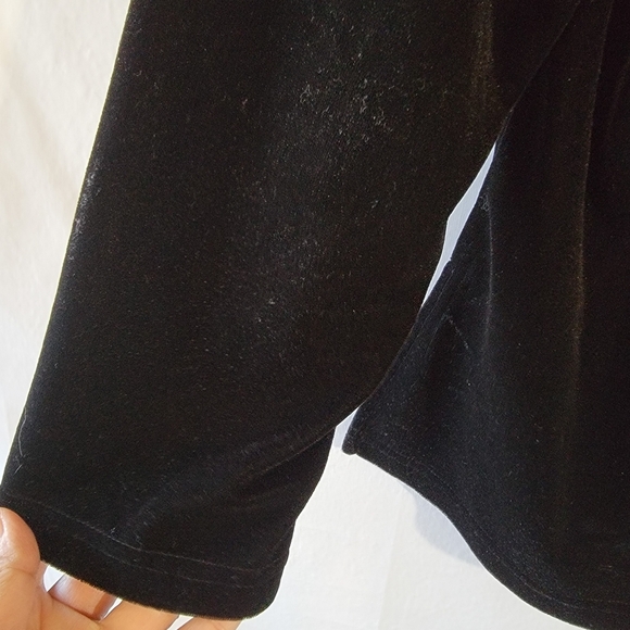 VTG August Silk Black V-Neck Long Sleeve Velvet Top Sz L Whimsigoth Fairy Grunge - Picture 7 of 9